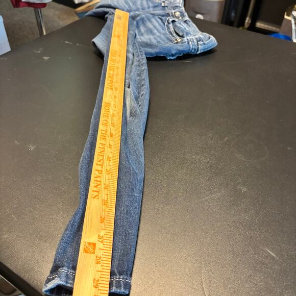 Miss Me Jeans 28 Skinny Blue Denim Crystal Rhinestone Bling Pocket Style - Picture 7 of 8